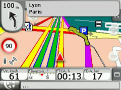 Ecran carte avec barre d'outils